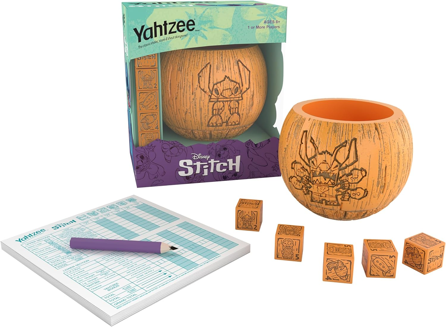 YAHTZEE: Disney Stitch | Collectible Stitch Tiki Style Dice Cup | Classic Dice Game Based on Disney&rsquo;S Lilo & Stitch | Great for Family Night | Officially Licensed Disney Game & Merchandise image number 3