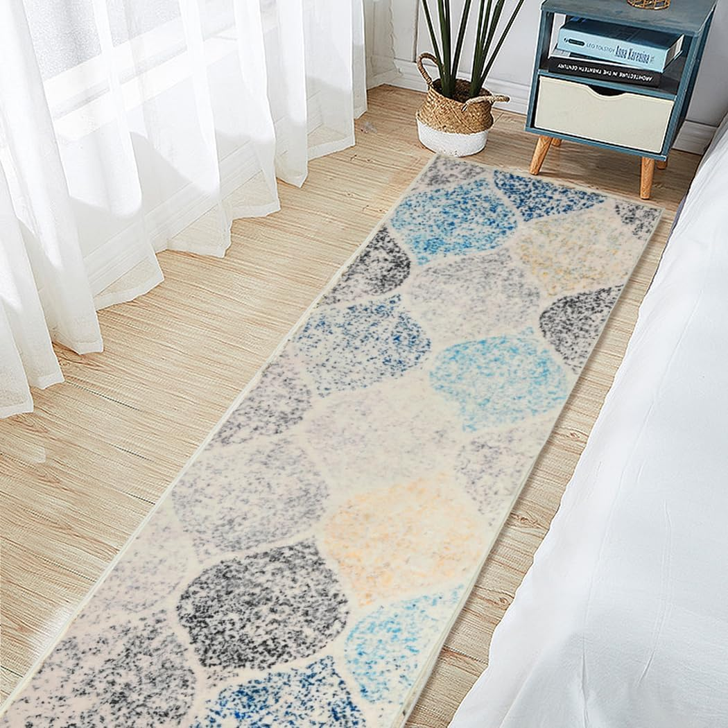 MARLOW Runner Rugs, 180X60Cm Anti-Slip Area Rugs,Low Pile Soft Entry Carpet Washable - Versatile for Hallway, Bedroom, Kitchen, Dining Room, Living Room, Study (Cream)