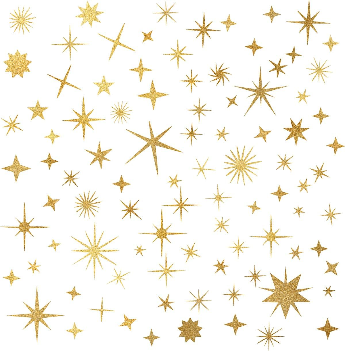 Sparkle Decals Star Decals, Nursery Wall Decal, Kids Room Decor, Star Wall Decor, Sparkle Wall Art, Baby Room Star Wall Sticker Peel&Stick Removable Decals (Vintage Gold)