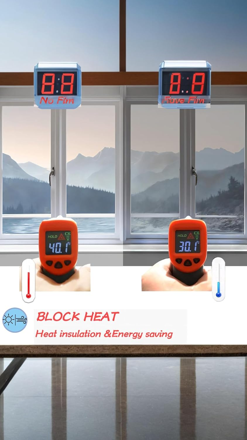 Honwor Premium Silver Daytime Privacy Window Film - Non-Adhesive Reflective Mirror Tint for Home and Office - Sun Blocking Glass Film - Size: 23.6X39.4 Inches image number 5