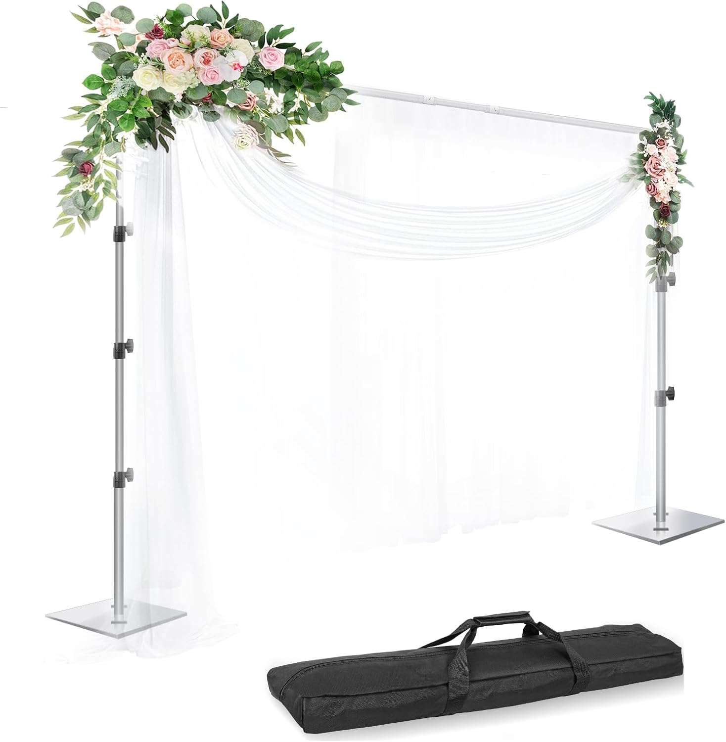 EMART Heavy Duty Background Stand, 10X10Ft/3X3M Adjustable Backdrop Support System Kit with Steel Base for Photography, Photo Video Studio, Birthday Parties Wedding Decoration -Black