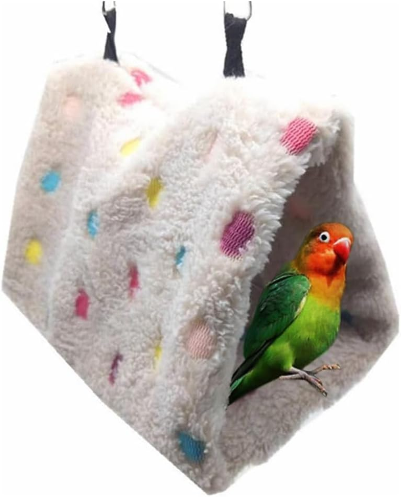 Voarge Nest Warm Soft Plush Plush Bird Nest Winter Warm Plush Hamster Hammock Hanging Cage Cave Birds Shelter (S,Dots) image number 4