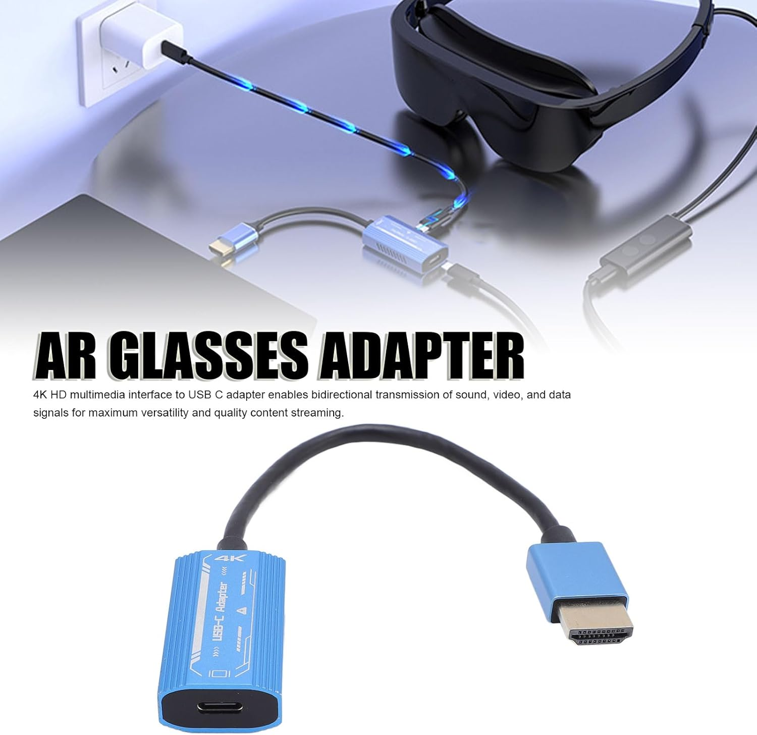 HDMI to USB C Adapter Cable 4K 60Hz, for Nreal, for Viture One, AR XR Glasses, Plug and Play image number 2