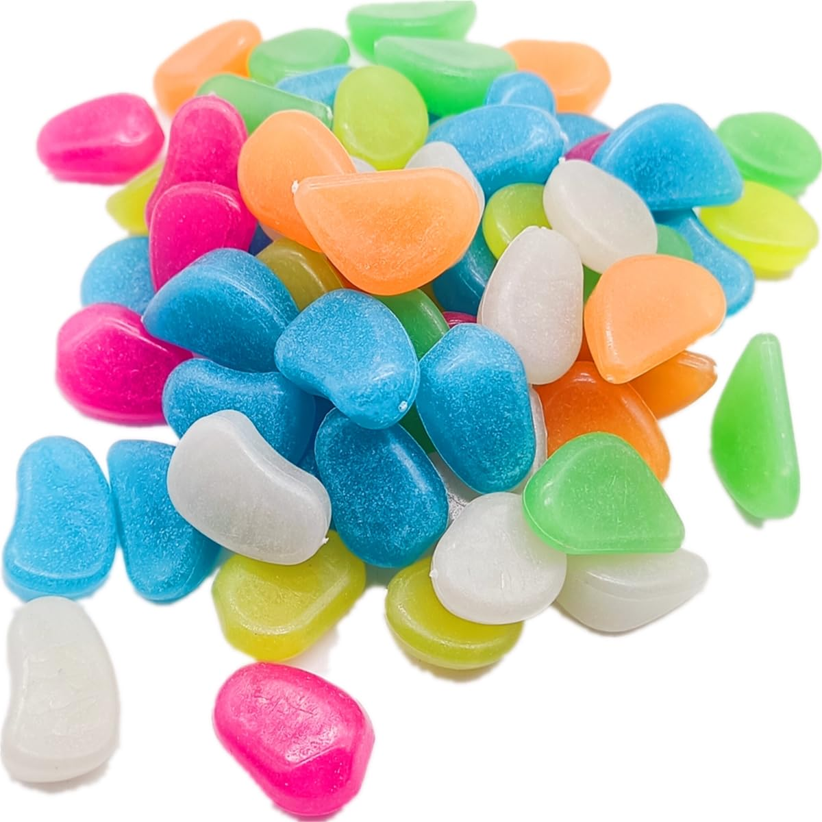 Big Rainbow Multicolor Glow in the Dark Rocks, Colored Pebbles, Aquarium Gravel, Fish Tank Gravel, Live Plants for Fish Tank, Glow Rocks for Garden Plant Pots Bonsai Walkway Driveway150 Pcs image number 1