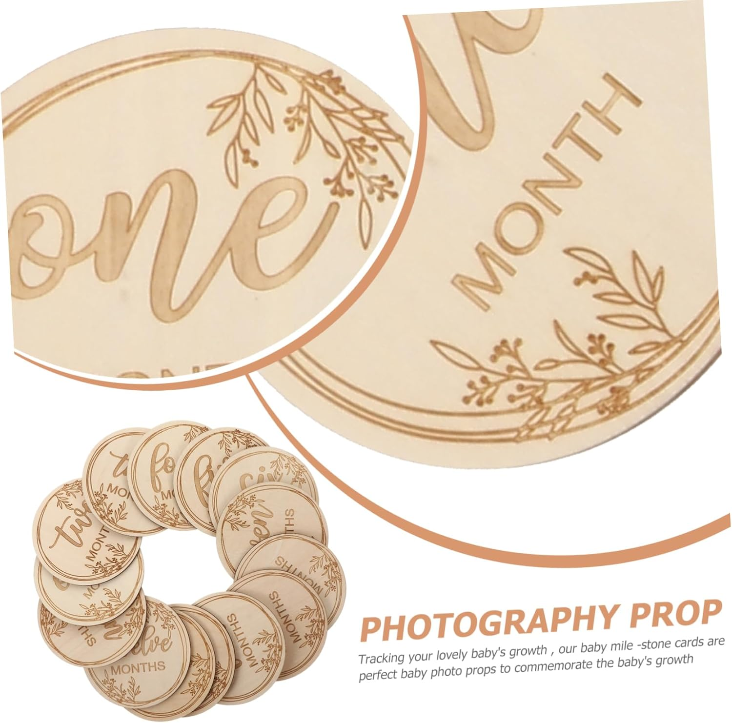 1Set Milestone Growth Cards Creative Birth Cards for Newborns Wooden Photo Props for Shower Memory Making image number 6