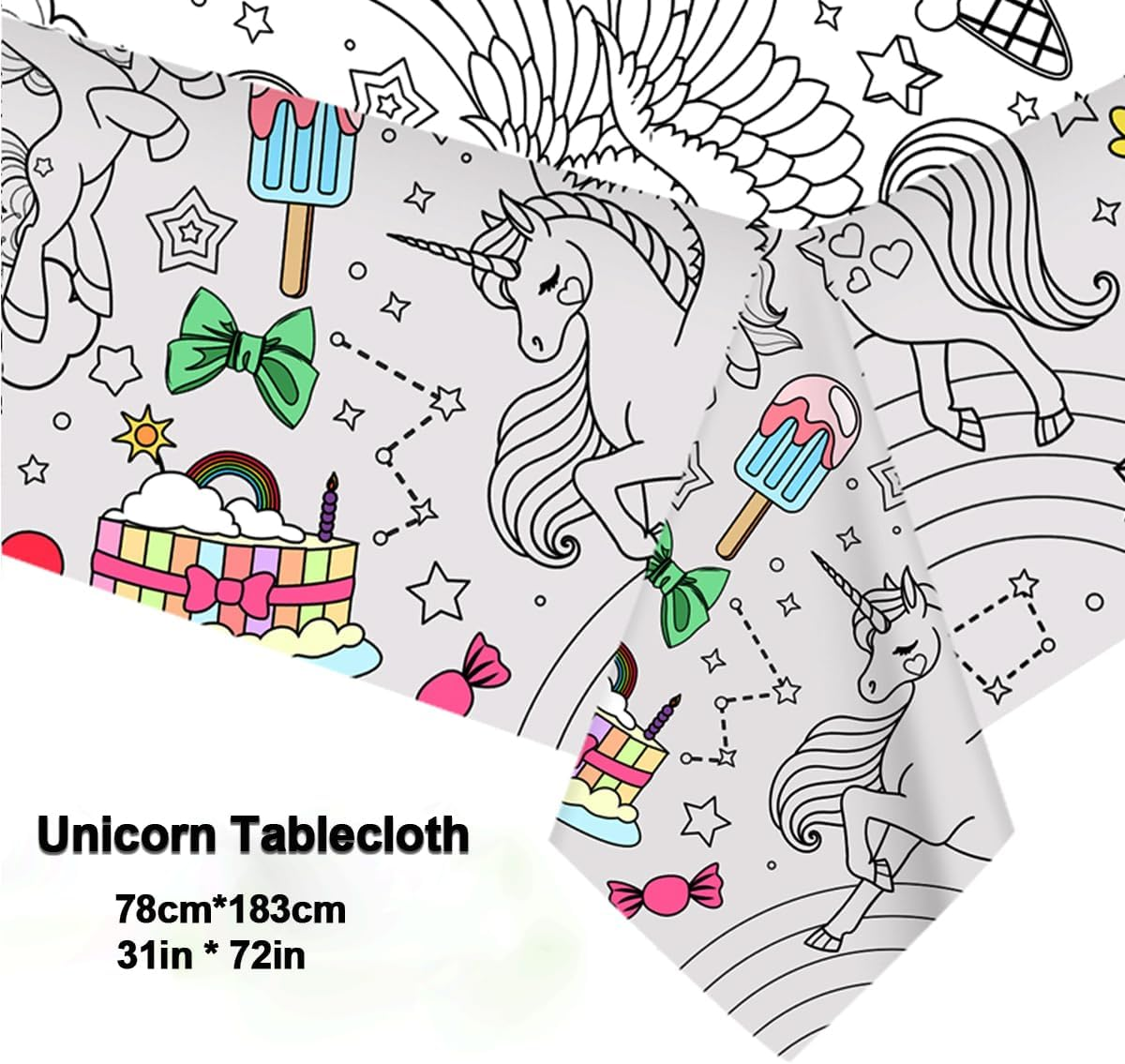 JUNQIU Unicorn Coloring Table Cloth for Kids, 72 * 31Inch Giant Coloring Poster for Unicorn Birthday Decorations/Party Games/Birthday Activities/Crafts/Coloring Paper Roll - Dinosaur image number 6