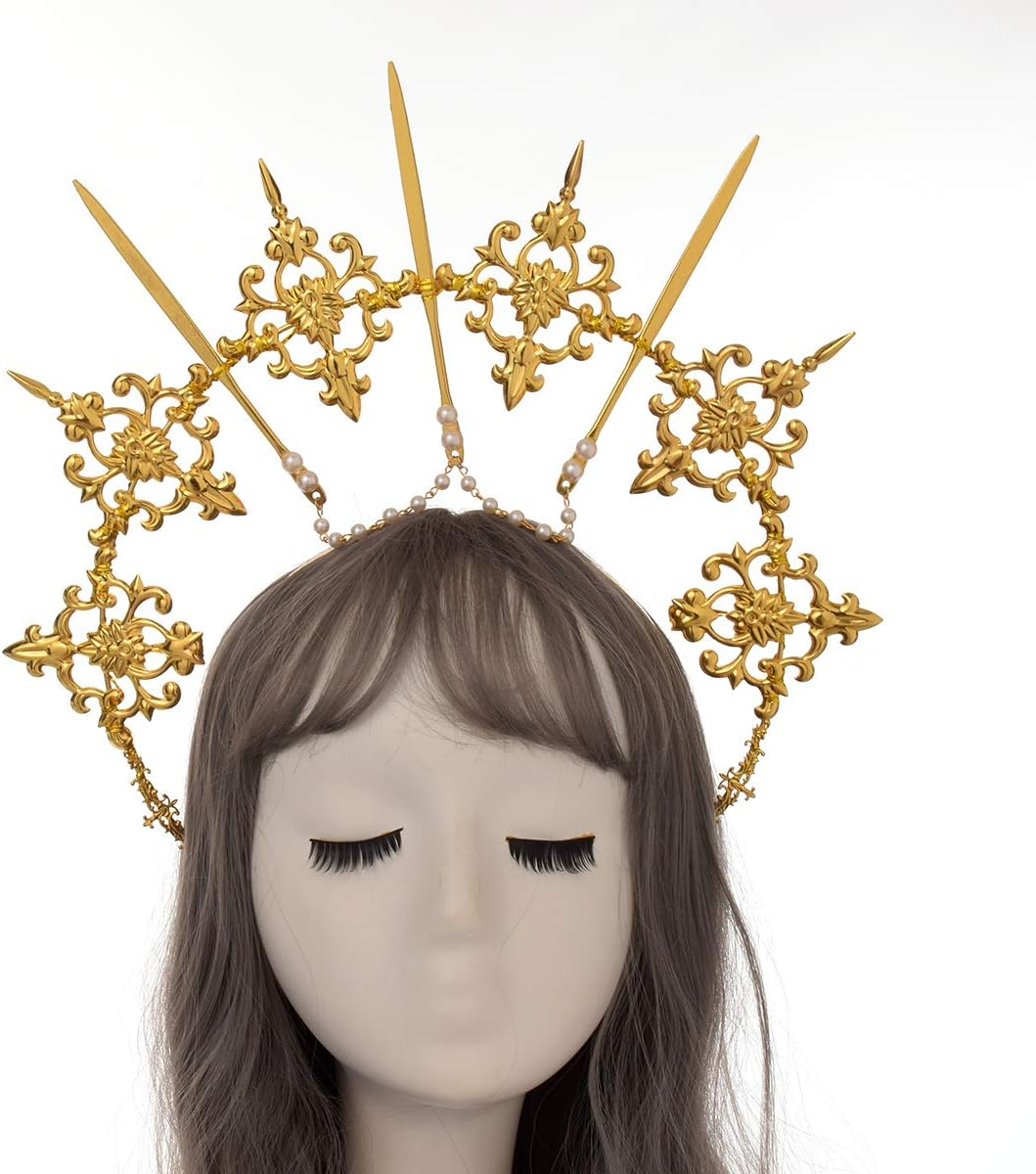 BLESSUME Halo Crown Mary Goddess Headband Women Halloween Costume Headpiece image number 3