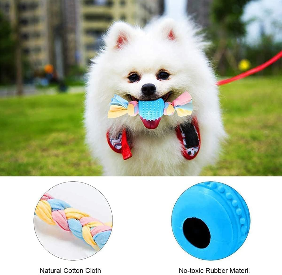 Puppy Teething Chew Toys for Small Dog Toys, Puppy Teething Rings Rubber Interactive Chewers Relieve Itching Treat Ball Bone Clean Teeth Toy 4 Pack image number 2