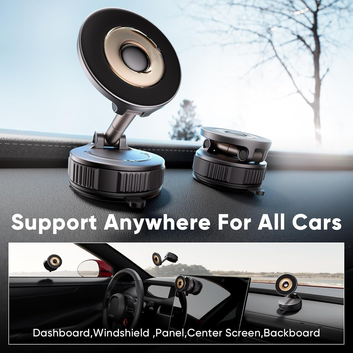 Magnetic Phone Holder for Car [120+ LB Strongest Suction & 2800Gf Strongest Magnetic] 360&deg; Adjustable Car Phone Holder for Magsafe Phone Holders for Your Car for Iphone 17 Pro Max 16 15 14 13 12 Plus image number 2