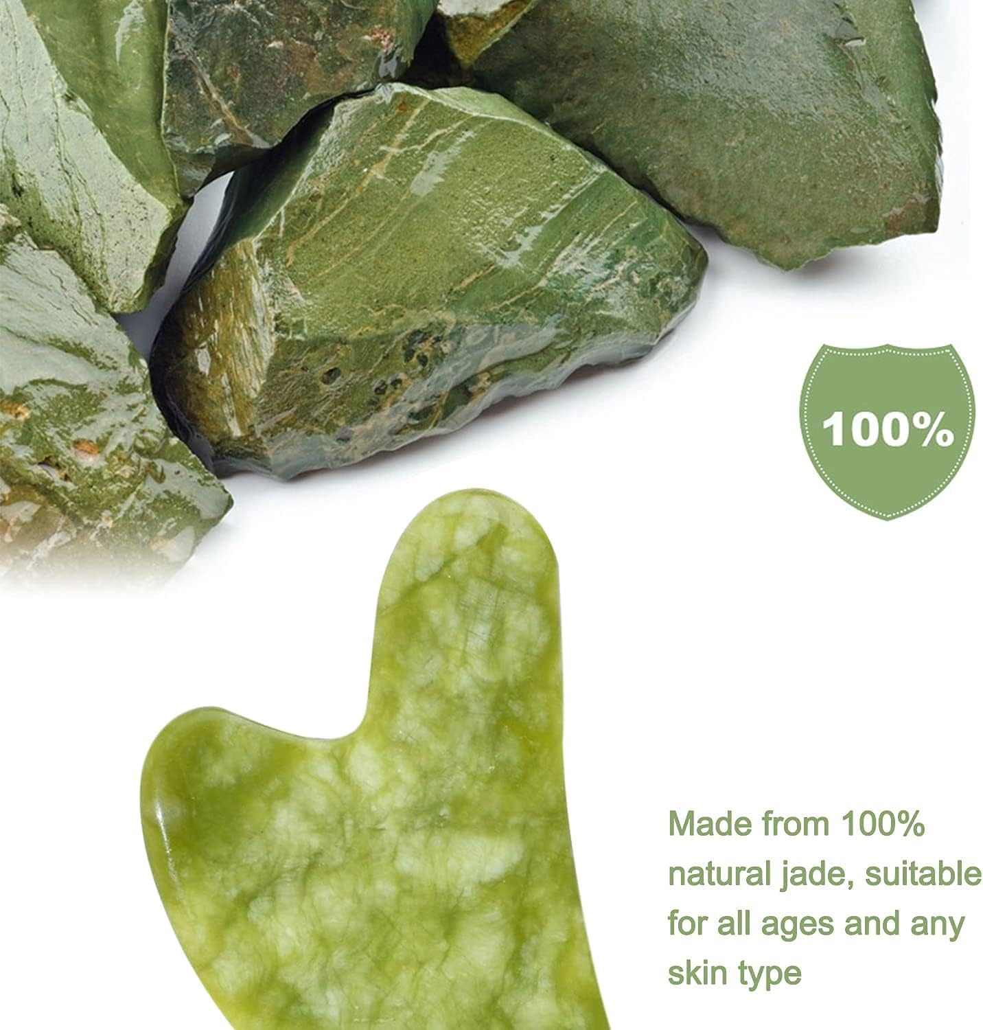 Gua Sha Massage Tool for Facial and Body Massage, Jade Gua Sha Tool Green Aventurine, Made of Pure Natural Jade Stone（1 Pcs） image number 4