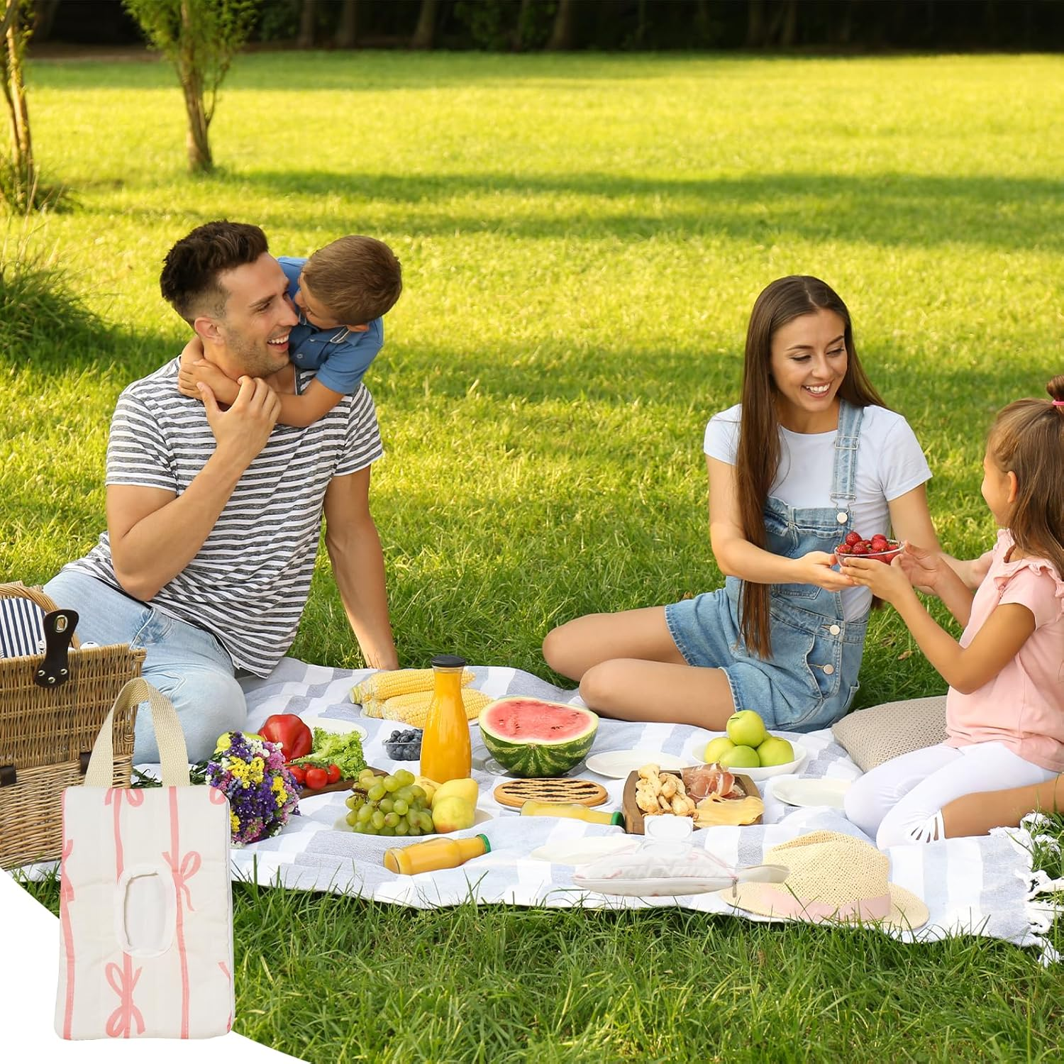 AGLOO Bow Baby Wipes Dispenser - Portable Wet Tissue Storage Bag for Travel, Refillable Diaper Wipe Holder for Car and Stroller &ndash; Reusable Hanging Wet Wipe Pouch (Pink-White) image number 2