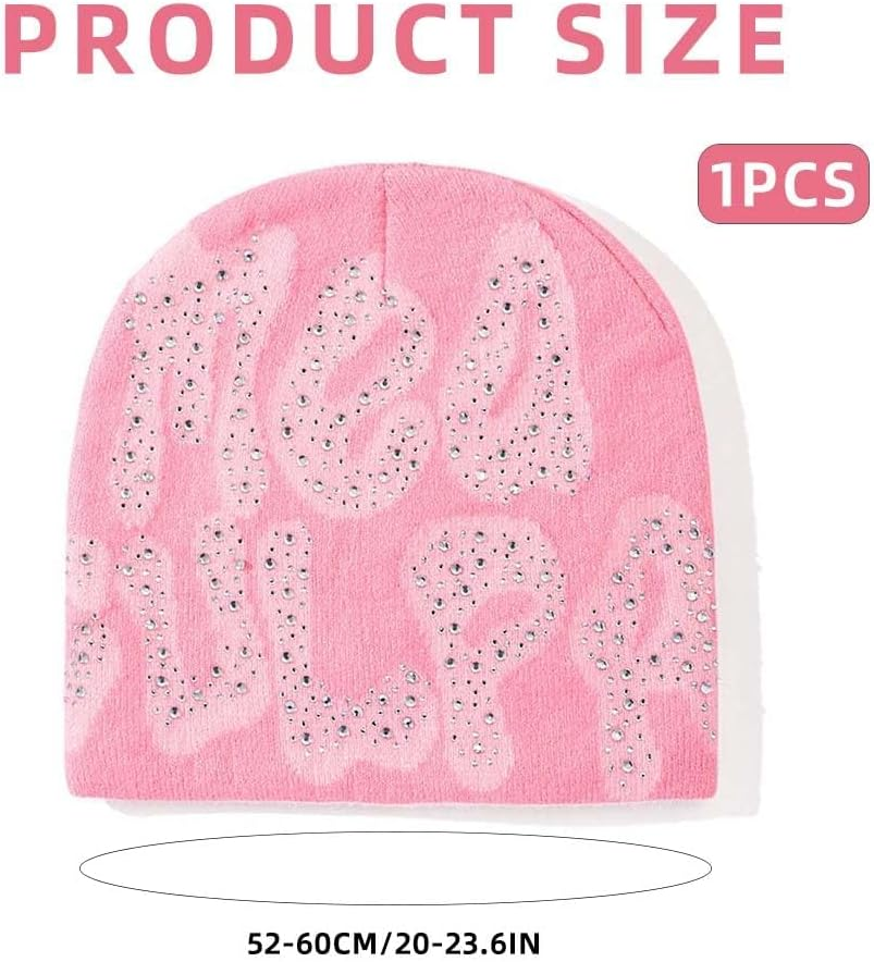 JDFHFGB Y2K Beanie Hats, Pink Bling MEA Culpa Graphic Beanies Designs,Streetwear Headwear Skull Cap for Men and Women, Soft Knitted Hat Crochet Hat for Winter image number 2