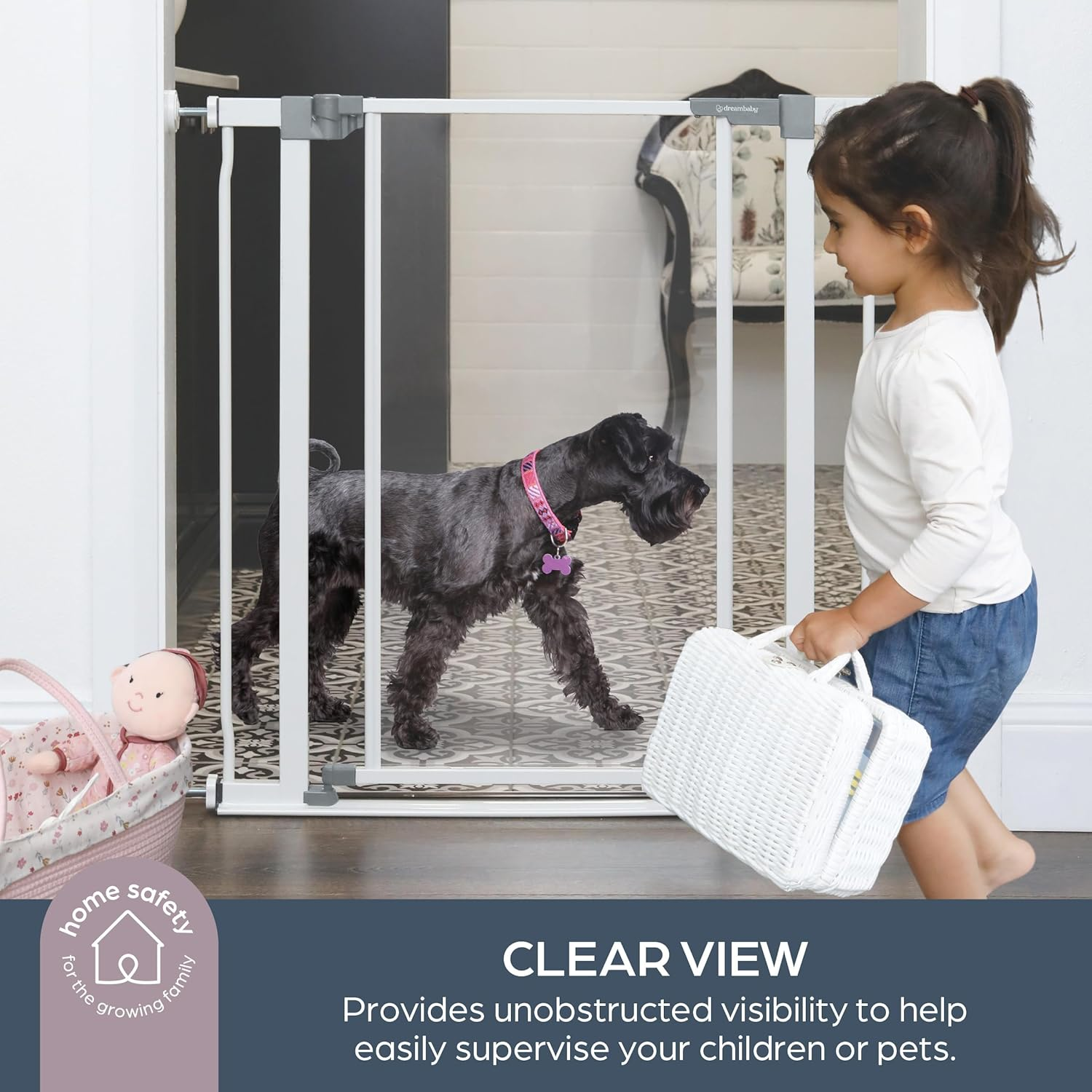 Dreambaby Clear Panel Low-Step Baby Security Gate, Fits Openings 75-81Cm, 76Cm Tall image number 3