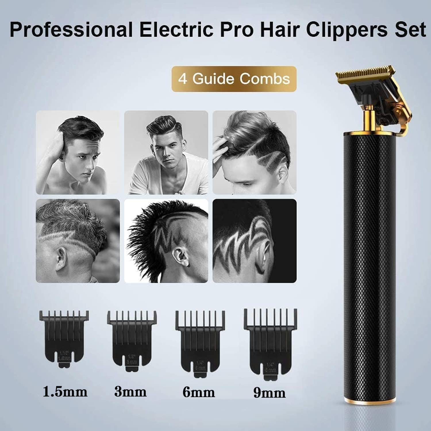 Hair Clippers for Men, 2024 Upgraded Zero Gapped Professional Hair Trimmer Cordless Rechargeable with Hair Cutting Kits, T Blade Beard Trimmer for Men (Black) image number 2