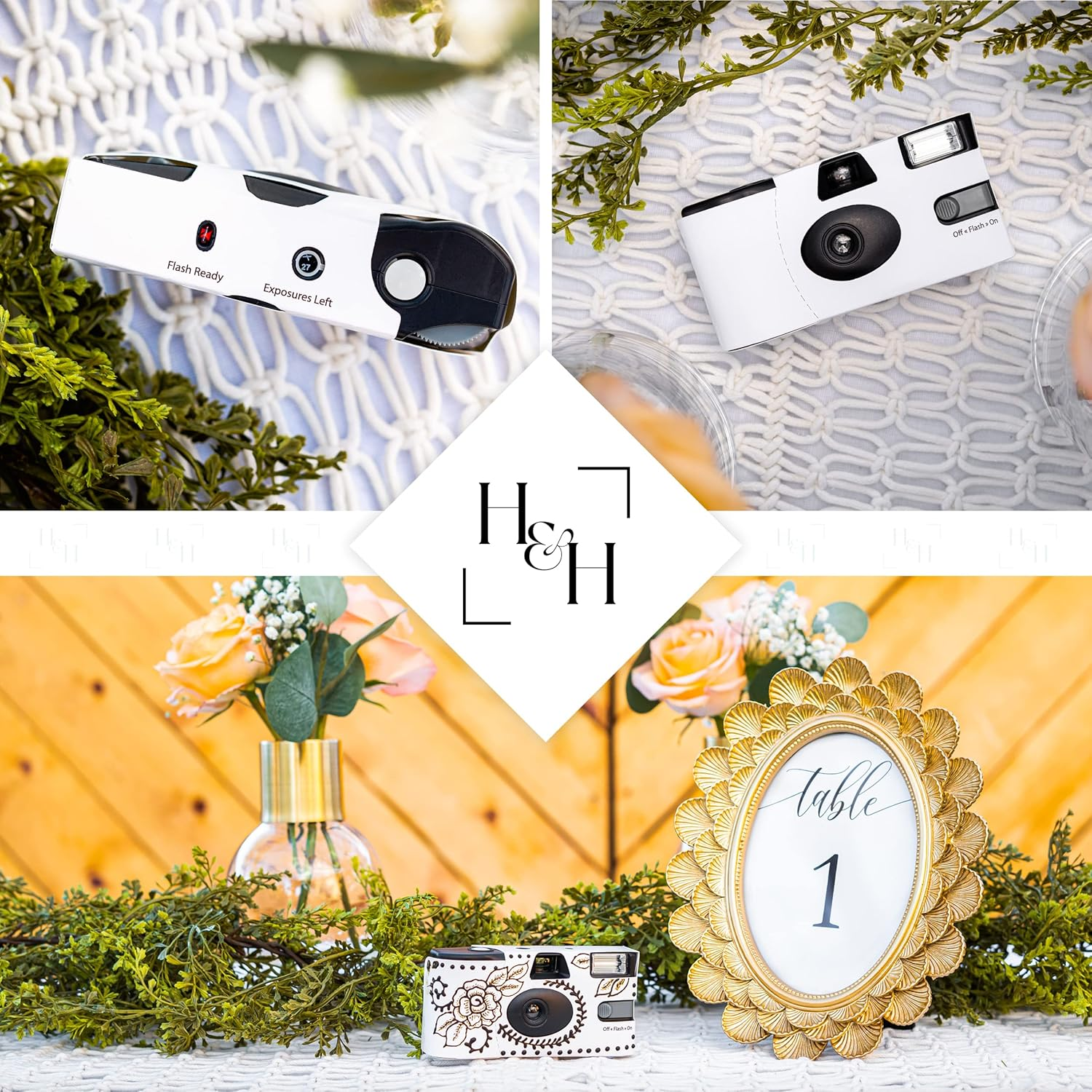 Disposable Cameras Bulk (12 Pack) &ndash; White Single Use Camera Set: Perfect for Weddings, Baby Showers, Birthday Parties & All Events &ndash; 35Mm ISO 400 Film, 27 Exposures, Bright Flash, Easy-To-Use, Vintage image number 1