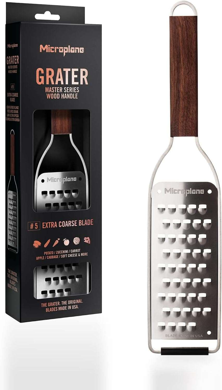 Microplane Kitchen Grater Set (Zester & Extra Coarse) for Citrus Fruits, Hard Cheese, Nutmeg, Potato, Zucchini and Carrot with Stainless Steel Blades - Made in USA