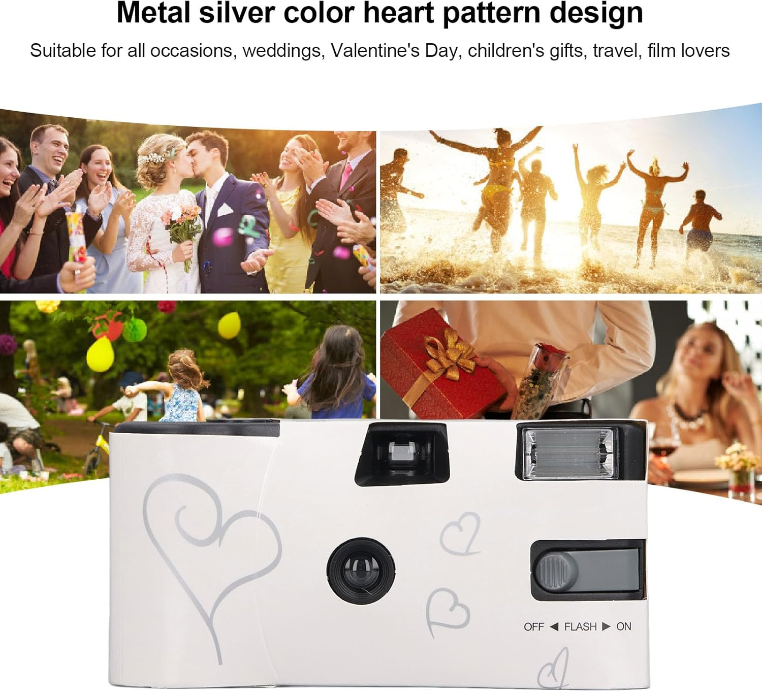 Disposable Camera for Wedding, Retro Disposable Film Camera, Single Use Camera Film Camera with Flash 27 35Mm Color Films for Anniversary Concert Travel image number 3
