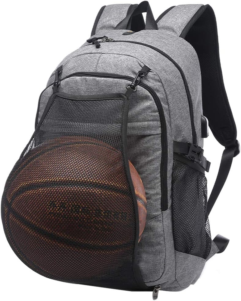 Basketball Backpacks Sports Bags for Football, Soccer with Ball Compartment Laptop Computer Backpack with USB Charging & Headphone Port Fit 15.6 Inch Notebook for Men Women Youth