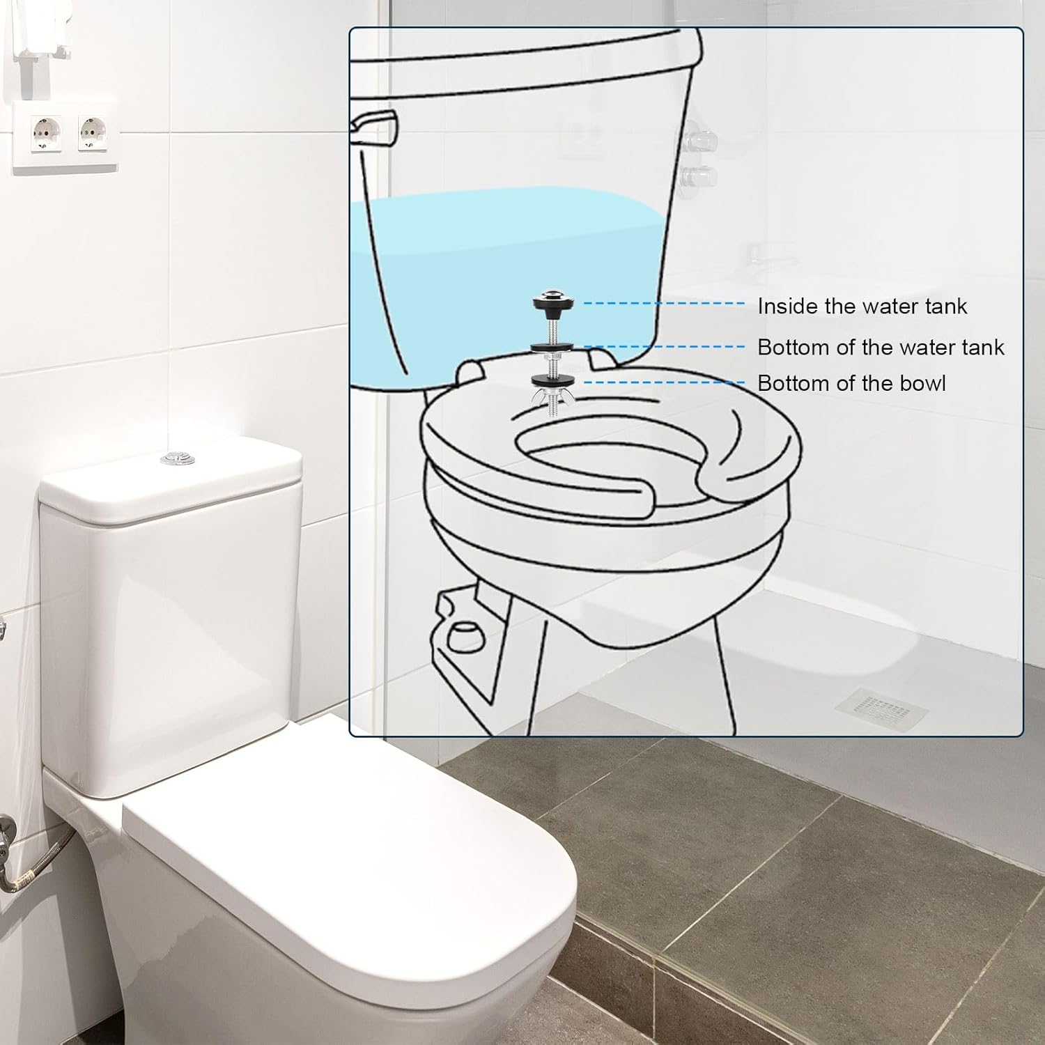 Lasuroa 4Pcs Toilet Seat Bolts Kit, Stainless Steel Universal Fit Toilet Tank Bolts Replacement Kit with Rubber Washers & Extra Long Nuts for Secure Fastening image number 5