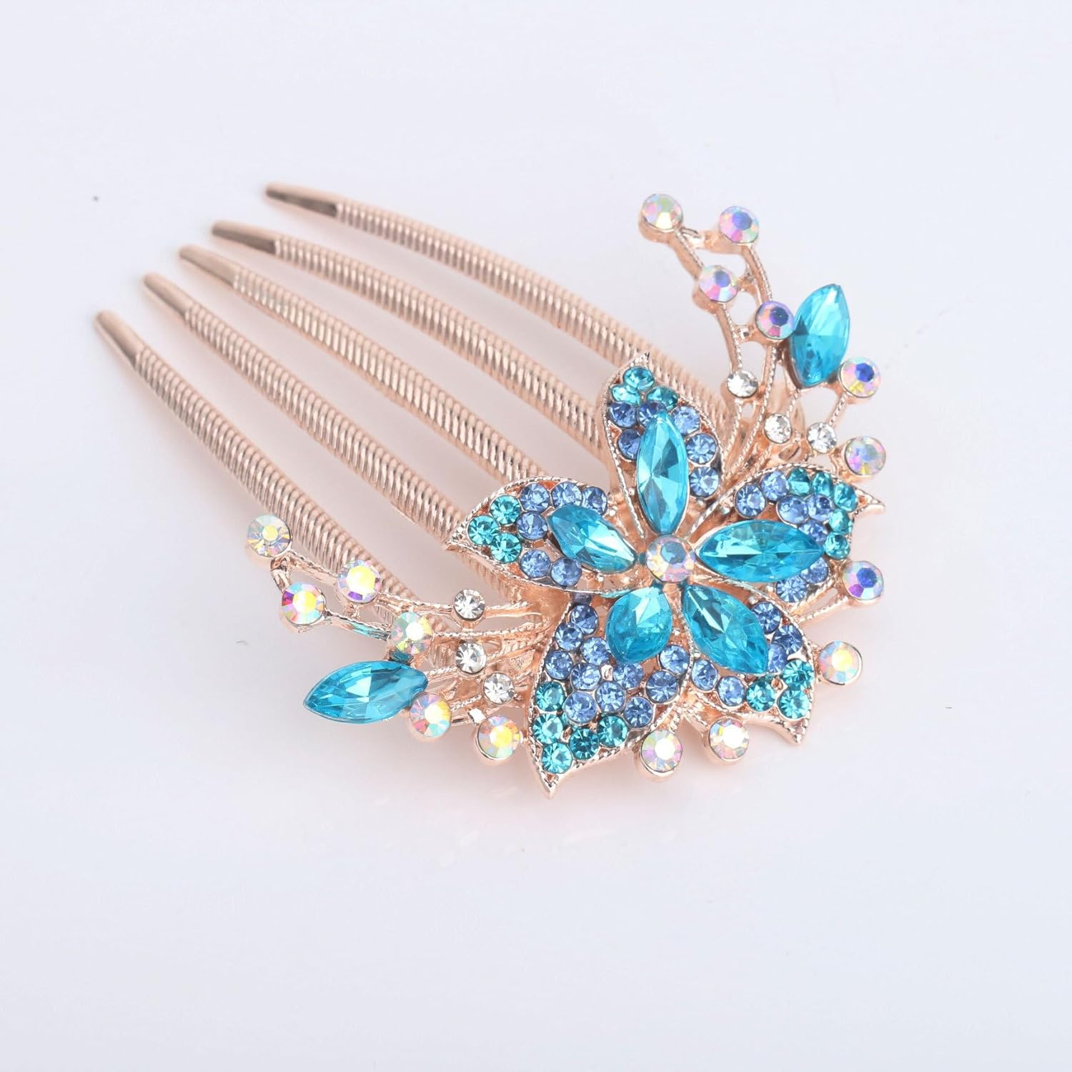 Kuuguu Flower Bridal Combs, Floral Side Combs Crystal Rhinestones Wedding Hair Accessories for Women, 4 PCS image number 1