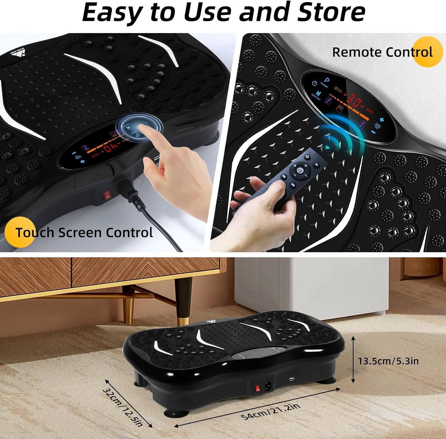 Vibration Plates, Vibration Fitness Exercise Machine for Home Use, with Bluetooth Speaker, 5 Program Modes, 2 Resistance Bands, Vibration Fitness Trainer, 330Lb Max Load