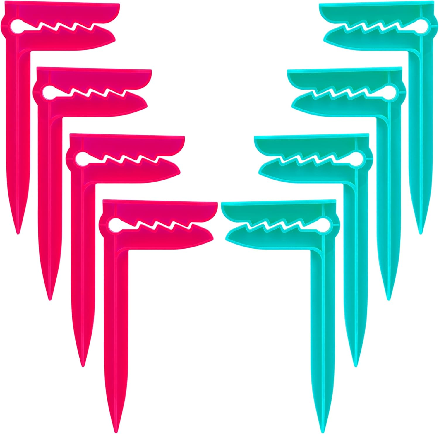 SHIDOW Beach Stakes, Outdoor Towel Anchor Stakes Picnic Mat Clips, Clamps Picnic Blanket Holders, Towel Sand Spikes, Beach Accessories for Vacation (8 PCS Pink, Water Blue)