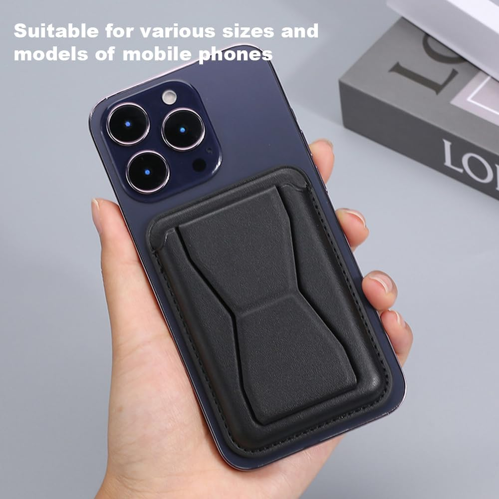 TTPSRY Compatible with Magsafe Wallet Leather Card Holder Magnetic Wallet with Adjustable Stand Ultra Slim Magnetic Wallet for Iphone 16/15/14/13/12 Series, Black, Minimal image number 3
