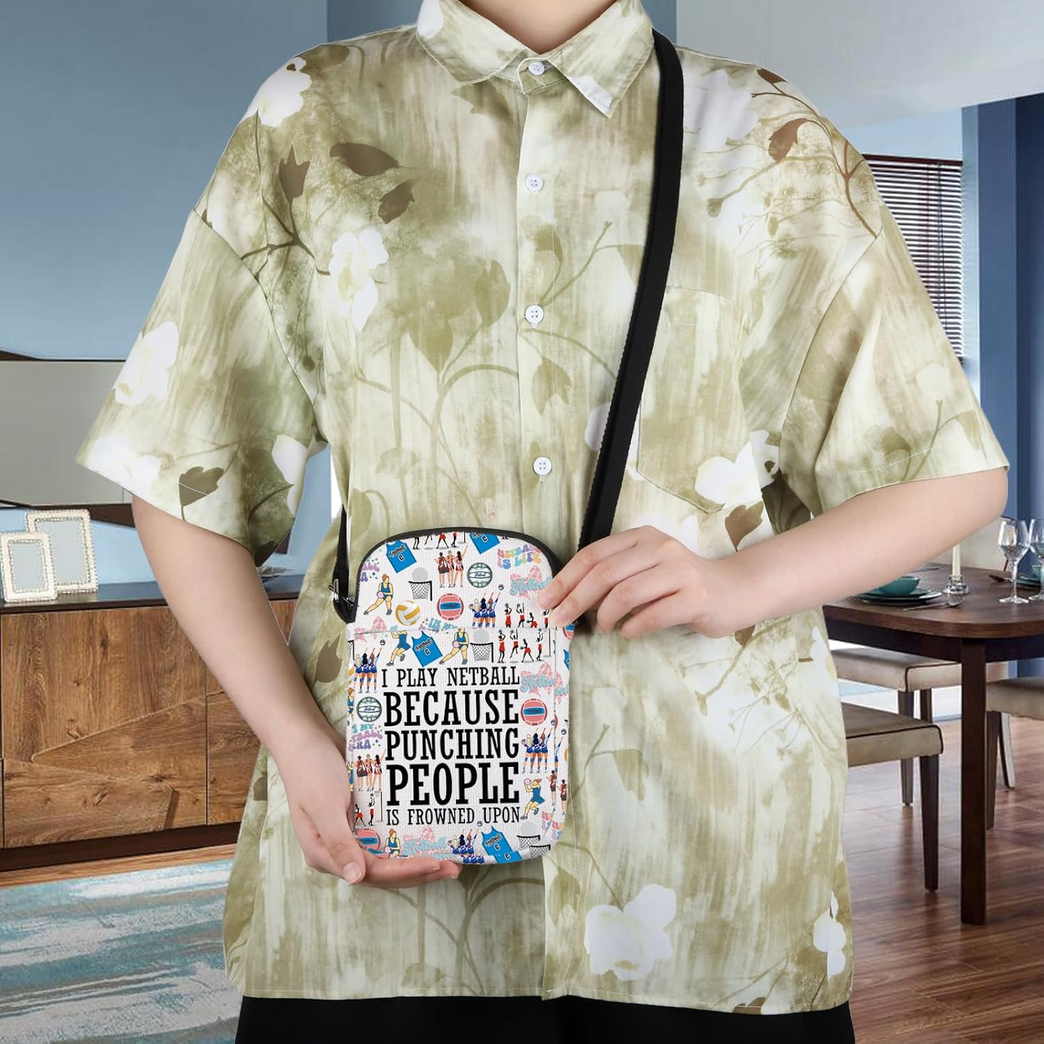 WCGXKO Netball Crossbody Bag Netball Appreciation Gift Netball Player Gift Netball Sports Gift Netball Messenger Bag image number 6