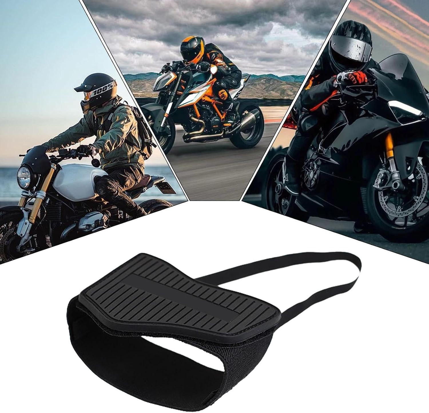 Motorbike Shoe Covers &ndash; Rubber Protection Pad, Gear Shifter Guard, Strong Wear-Resistant Build with Quick Strap Fastener | Motorcycle Riding Accessory for Men Women Outdoor Sports Adventures - Black Red image number 2