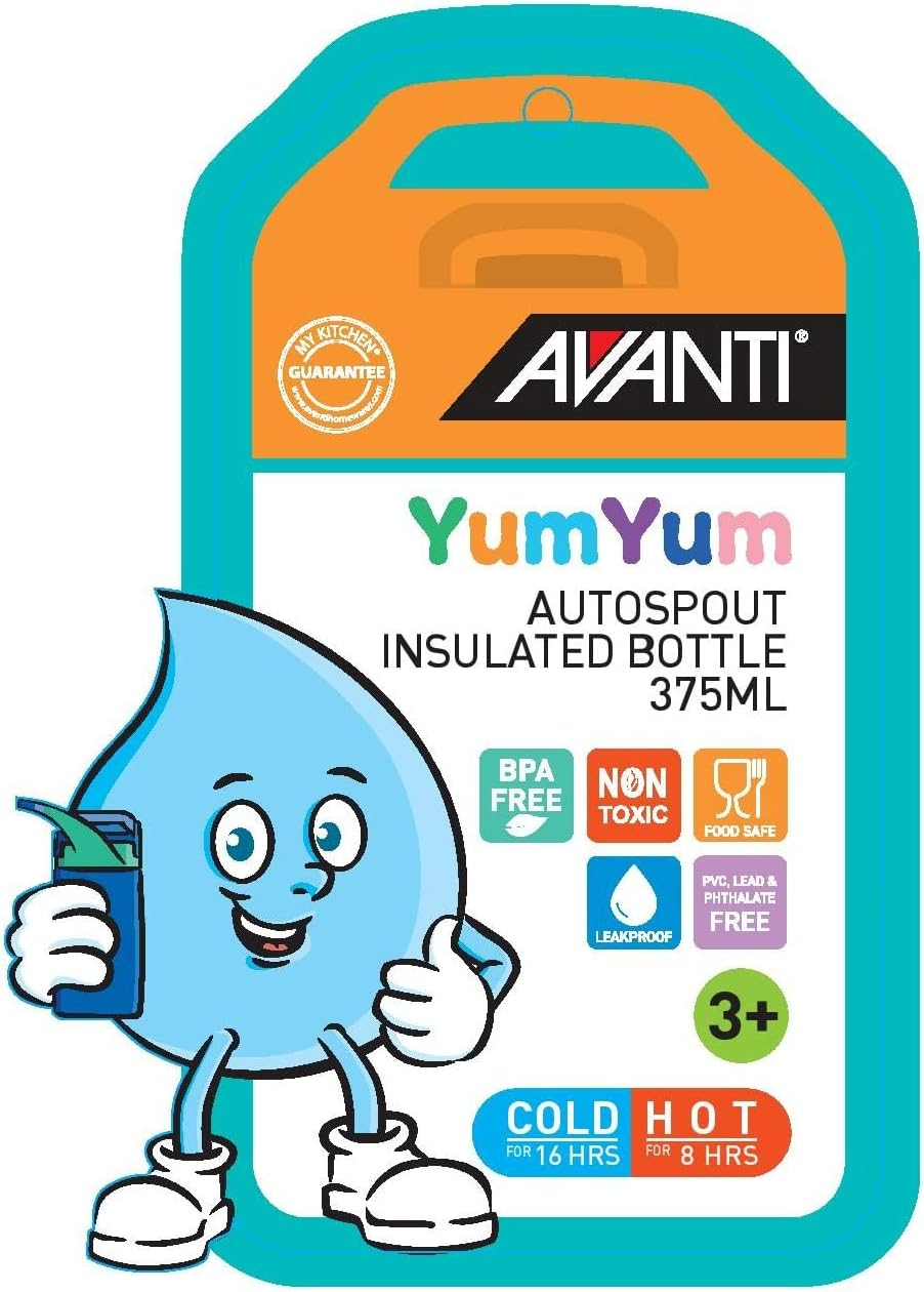 Avanti Yumyum Auto Spout Insulated Drink Bottle, 375Ml, Building Blocks image number 1