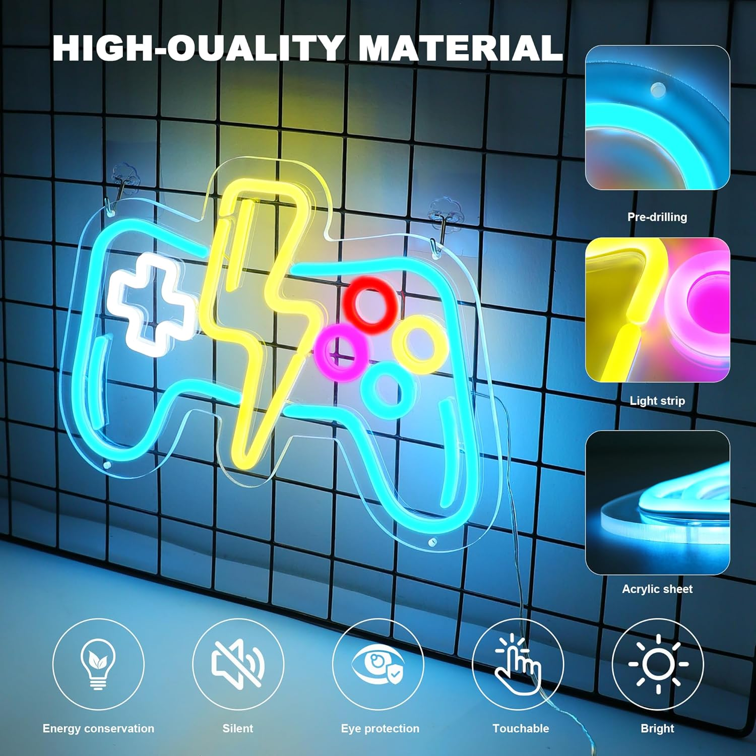 DWOOKE Gamer Neon Sign for Game Room Decor,Dimmable Gaming Neon Light Sign Wall Decor LED Lights for Boys Bedroom Accessories,Gamer Gifts for Boys,Kids,Teen, Men image number 2