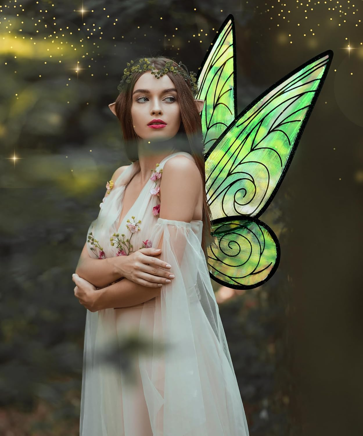 2Pcs Adult Fairy Wings, Sparkling Sheer Butterfly Wings for Adults Birthday Halloween Costume Dress up for Kids Girls Women