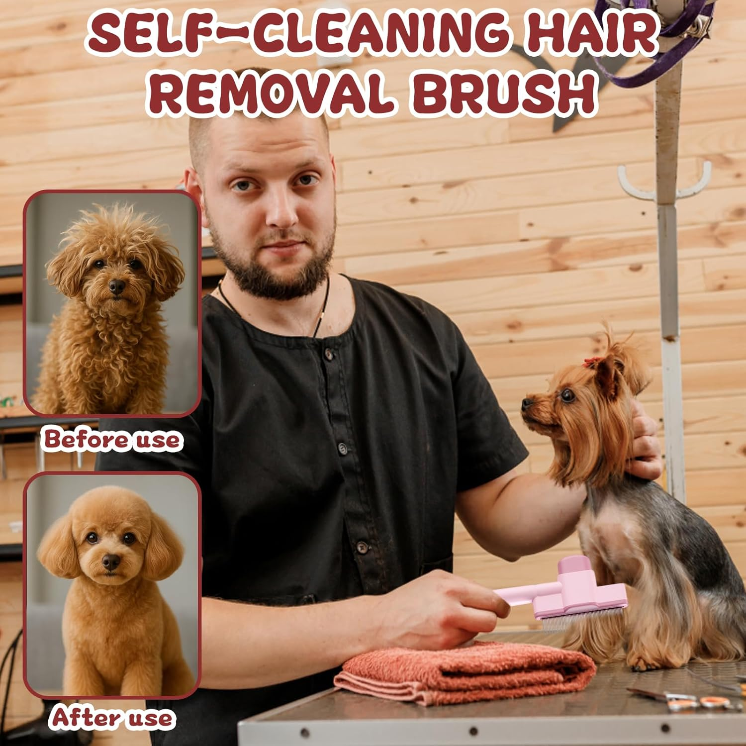 Pack of 4 Undercoat Brush Cat, Undercoat Brush Dogs, Cat Brush, Fur Flash Brush Cat, Brush Cat, Grooming Brush for Removal, for Dogs and Cats Brush image number 1