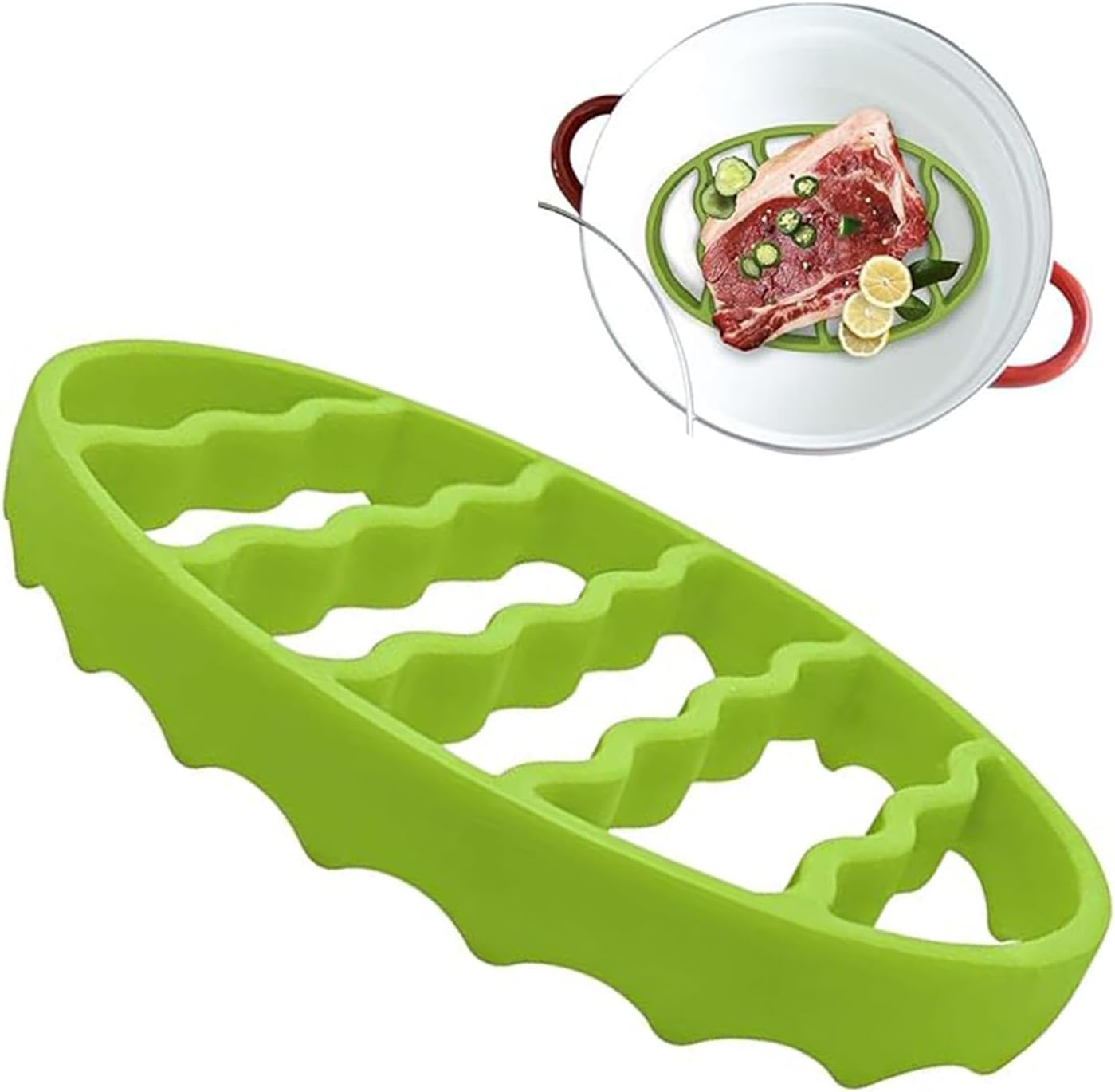 WADY Silicone Roasting Rack, Non Stick Easy-Clean Cooling Rack, Heat-Resistant Cooling Roasting Rack Air Fryer Rack, Silicone Pressure Cooker Roasting Rack Accessories for Meat Vegetables (Green)