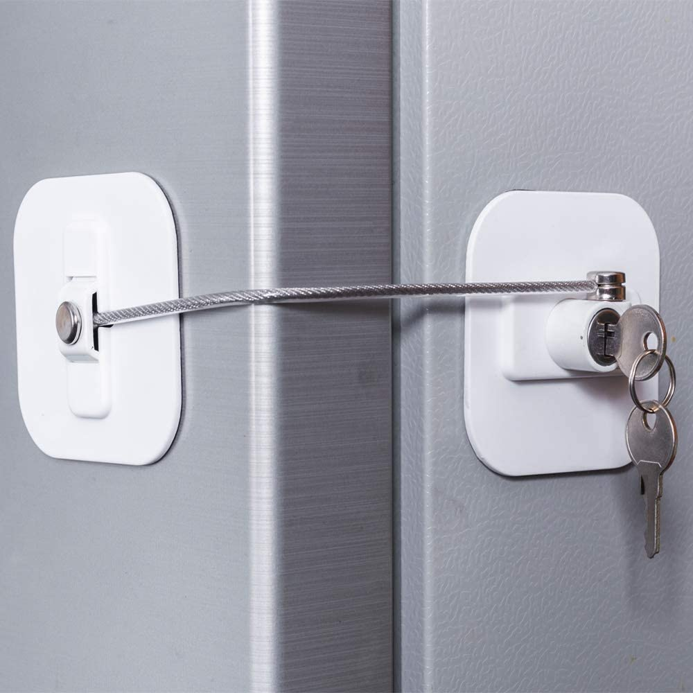 Fridge Lock,Refrigerator Locks,Freezer Lock with Key for Child Safety,Locks to Lock Fridge and Cabinets (White Fridge Lock-1Pack) image number 6