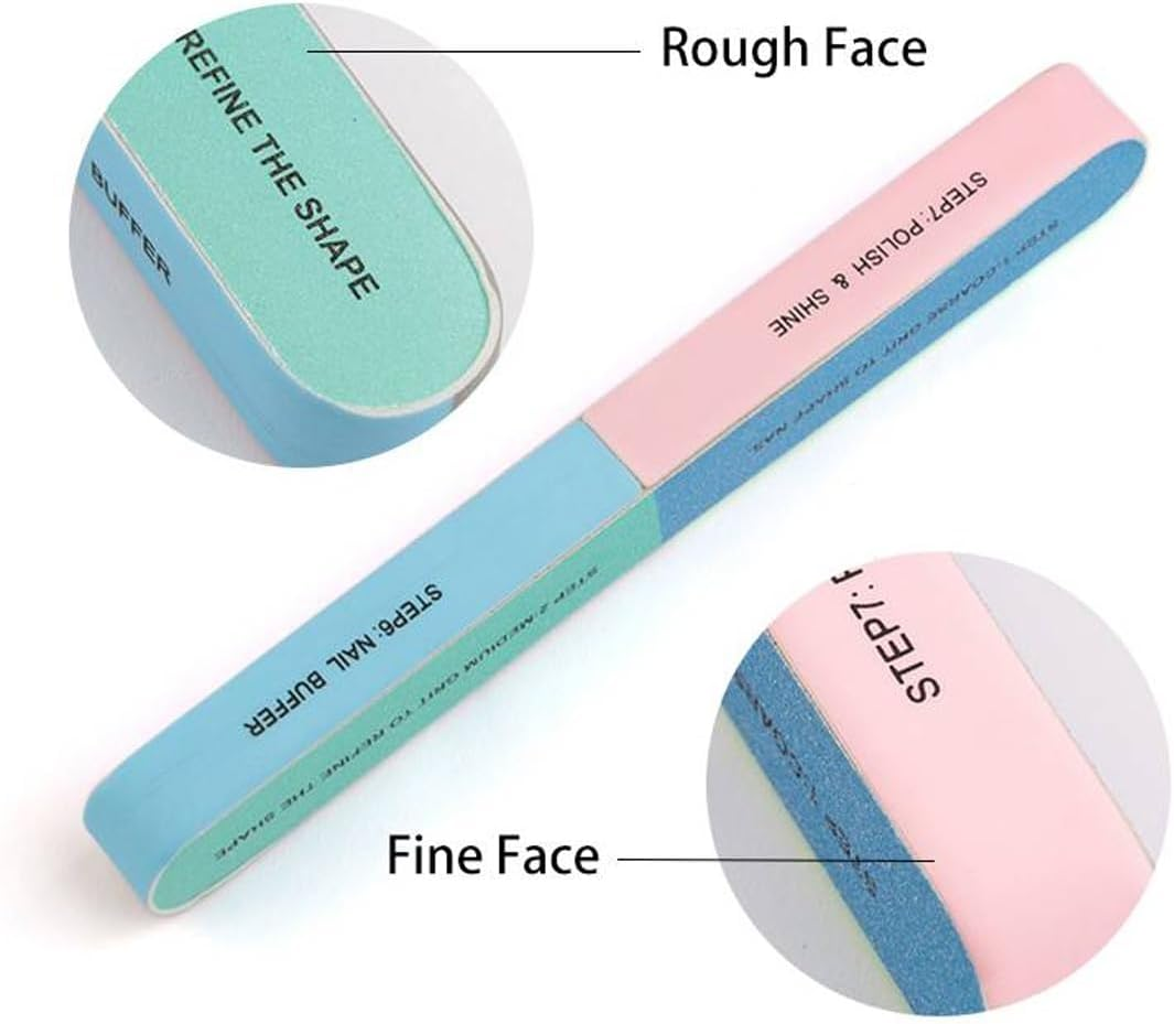 SGERUFZ Nail Buffer 7 Way Natural Nail Buffer 7 Step Sander 120/240/600/3000/6000 Grit for Shiny Nails (4Pcs) image number 1