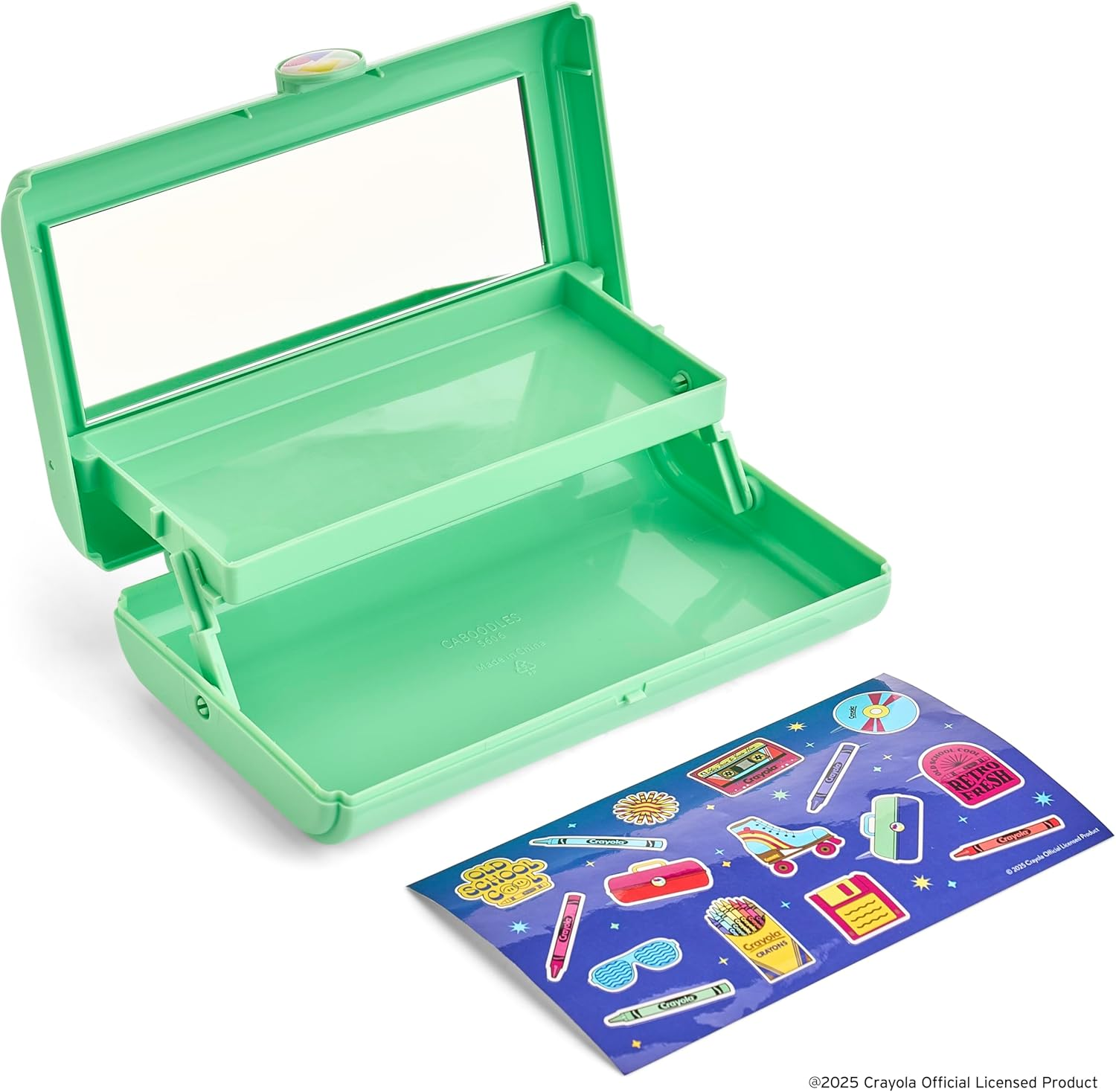 Caboodles Take It Tote, Crayola Limited Edition Retired Colors, Magic Mint, Makeup Travel Case with Large Built-In Mirror, Autoopen Tray, Snap-Tight Lid, Ideal for Quick Touch Ups on the Go image number 4