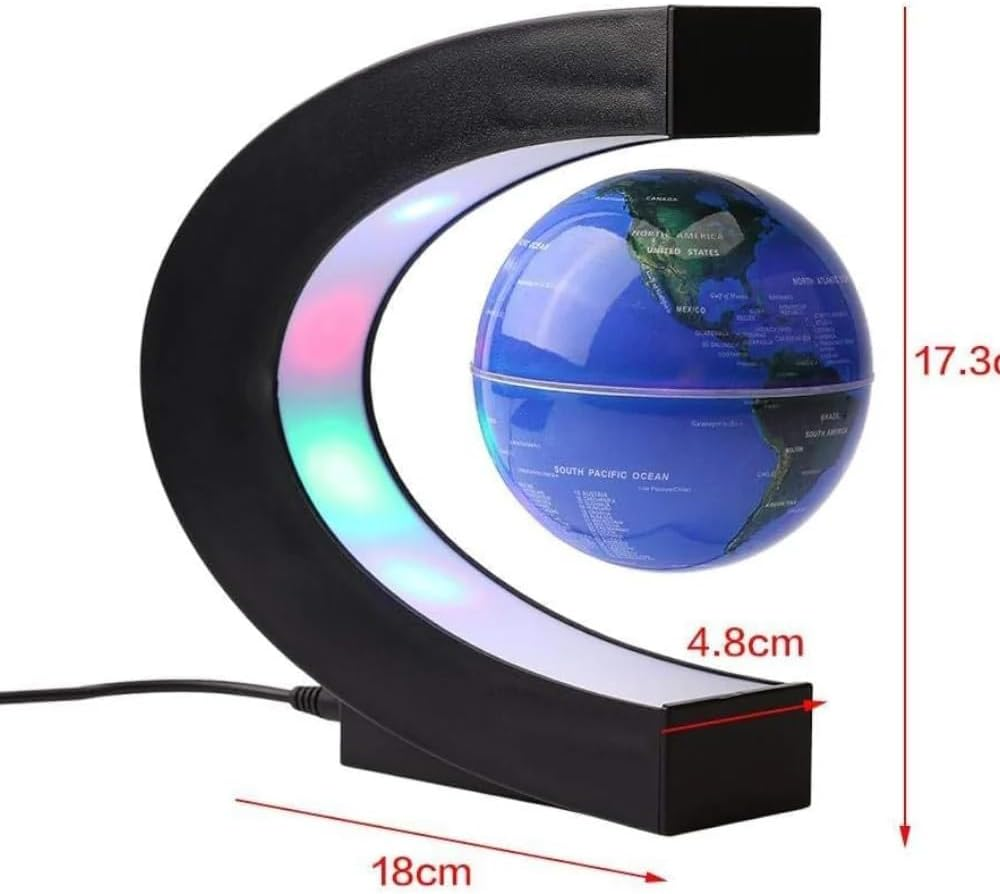 Gominimo Magnetic Levitation Floating Globe with LED Light High-Tech Clear Vision Map Day/Night Mode, Blue