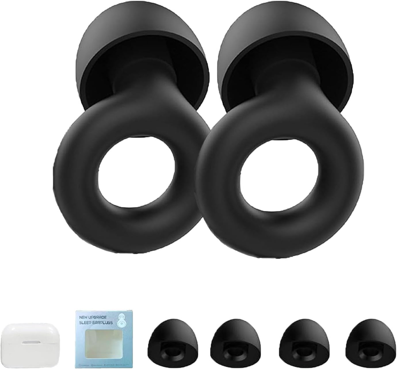 Silent Noise Cancelling Earplugs,Quiet - Ear Plugs,Reusable Hearing Protection in Flexible Silicone for Sleep,Concerts Noise Sensitivity,6 Earplug Tips (Black)