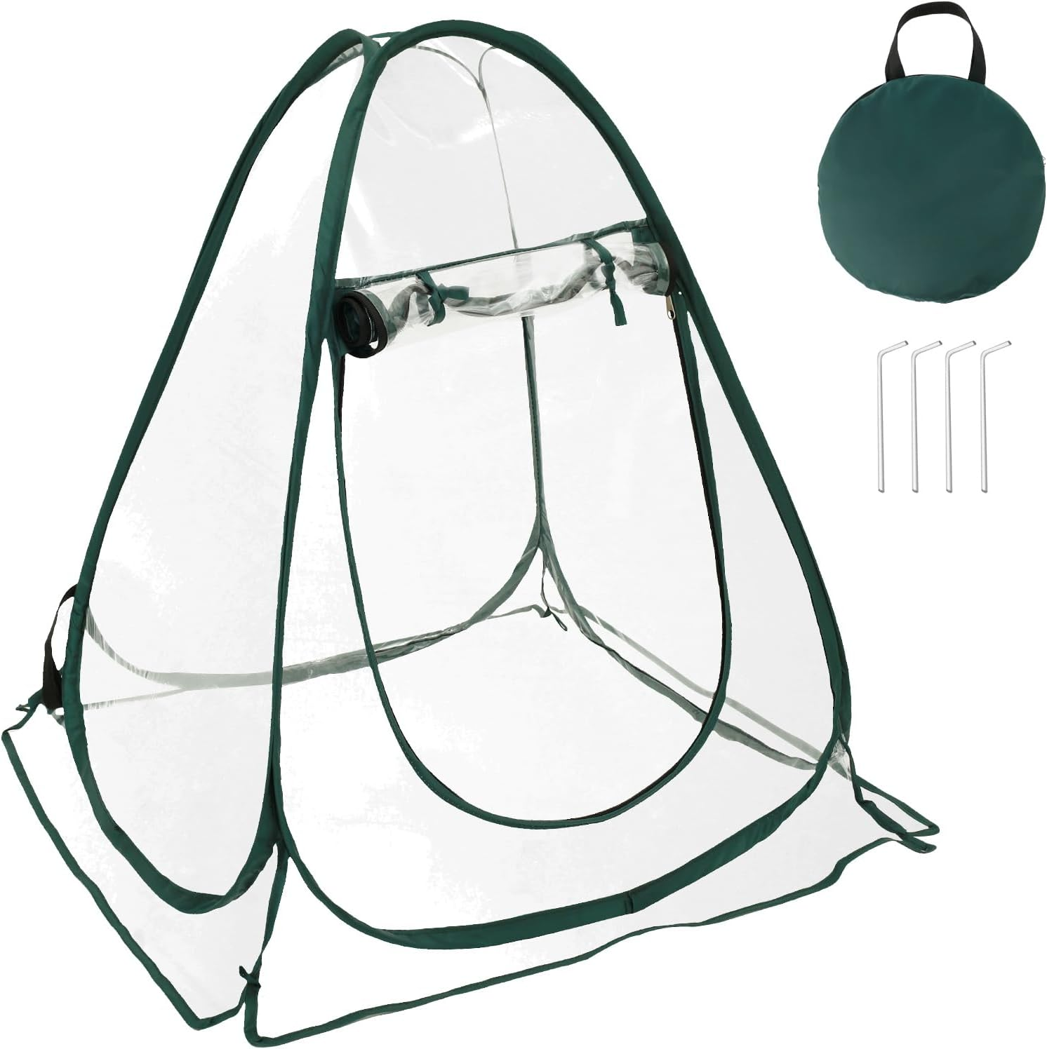 Pop up Greenhouse Cover, Mini Greenhouse Cover with Ground Stakes and Carry Bag, Indoor Outdoor Backyard PVC Flower Shelter, Small Sunshine Room for Cold Frost Protector Gardening Plants image number 2