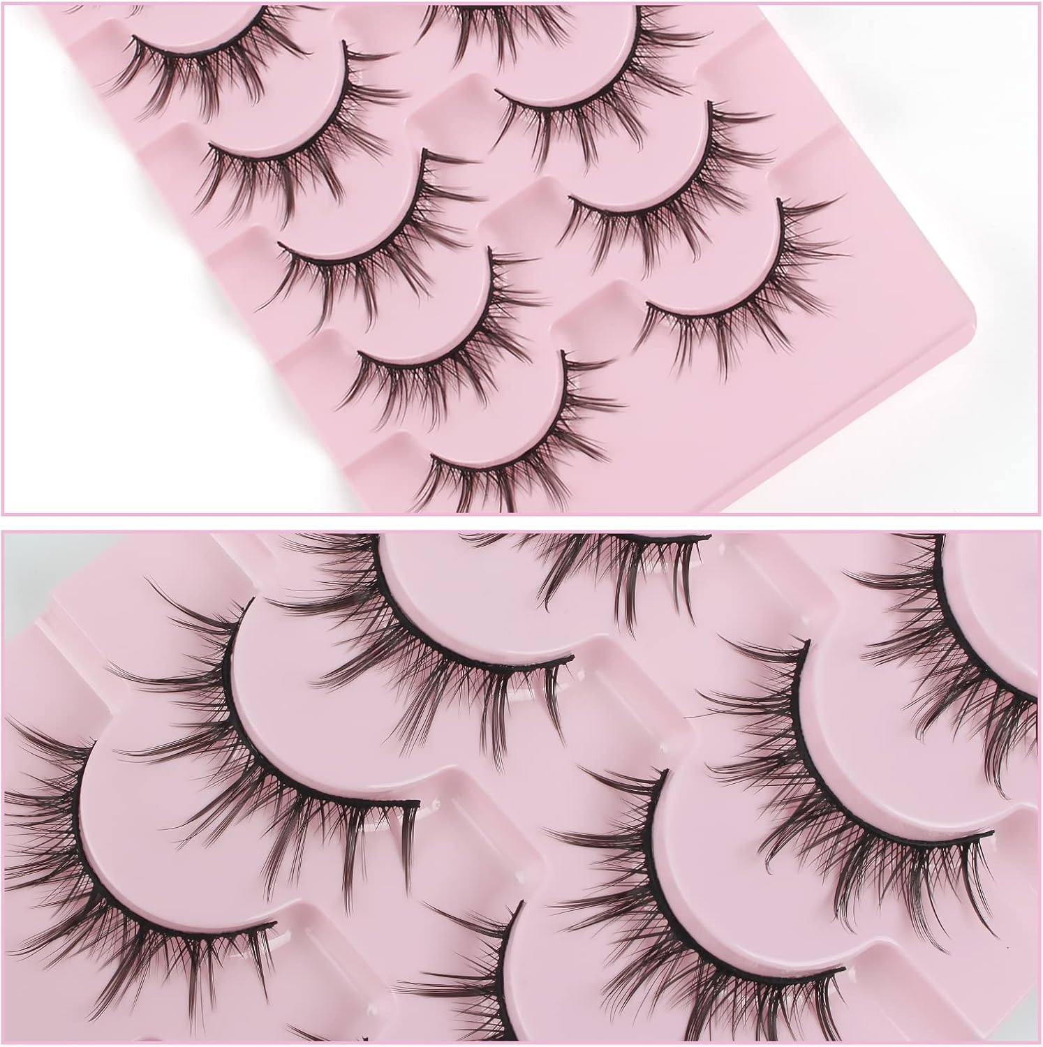 Oreola Manga Lashes - Natural Look Wispy Spiky Lashes, 7 Pairs Asian 3D False Eyelashes