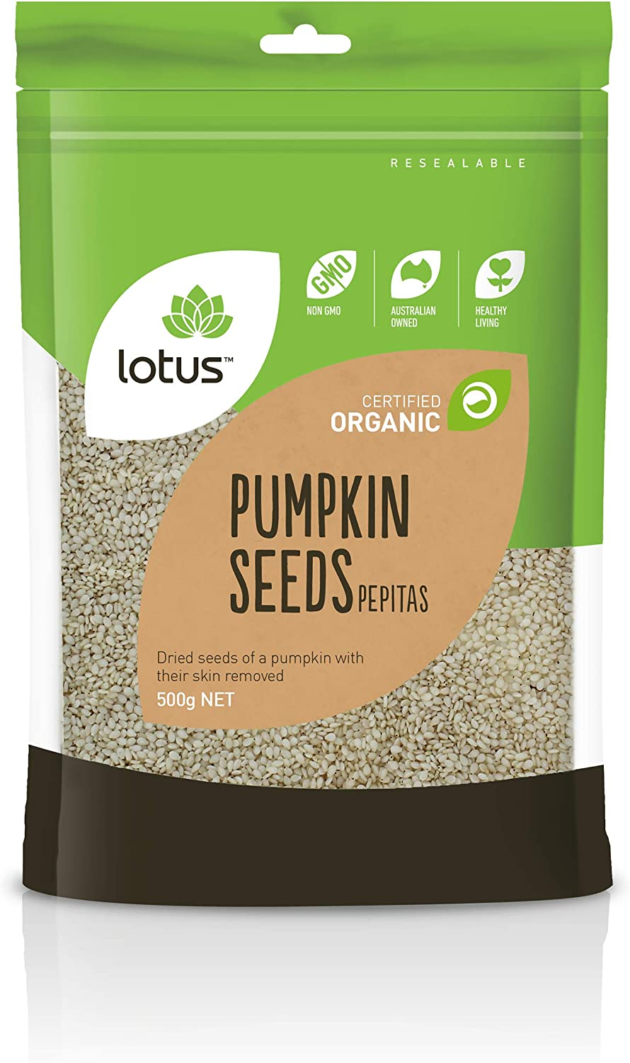 Lotus Organic Pepitas (Pumpkin Kernels) Raw 500 G image number 1