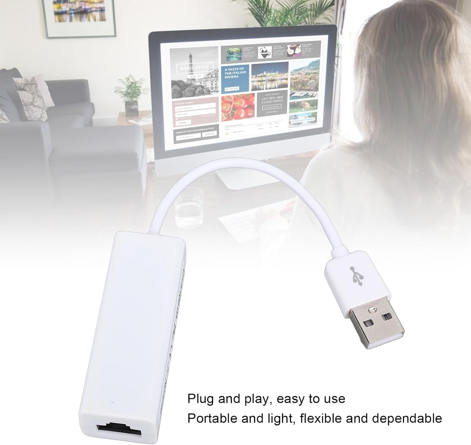USB C to RJ45 Ethernet Adapter, 100Mbps USB Network Adapter Plug and Play, Supports Wins 98SE Me 2000 XP Vista 7 8 10