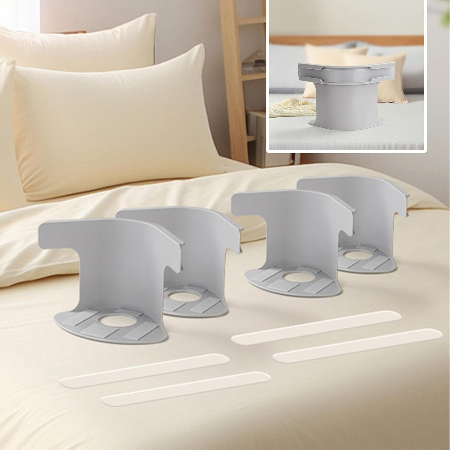 4-Pack Bed Sheet Holder Clips - No-Slip Fitted Sheet Fasteners & Duvet Stabilizers | Grey Anti-Shift Grippers for Mattress image number 4
