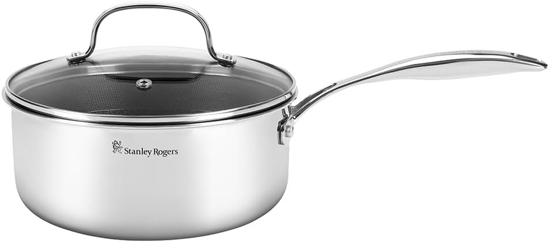 Stanley Rogers Matrix Non-Stick Saucepan with Glass Lid 20Cm / 3.0L &ndash; Premium Tri-Ply Stainless Steel Pan with Textured Non-Stick Surface, Pfoa-Free, Oven & Induction Safe Cookware image number 2