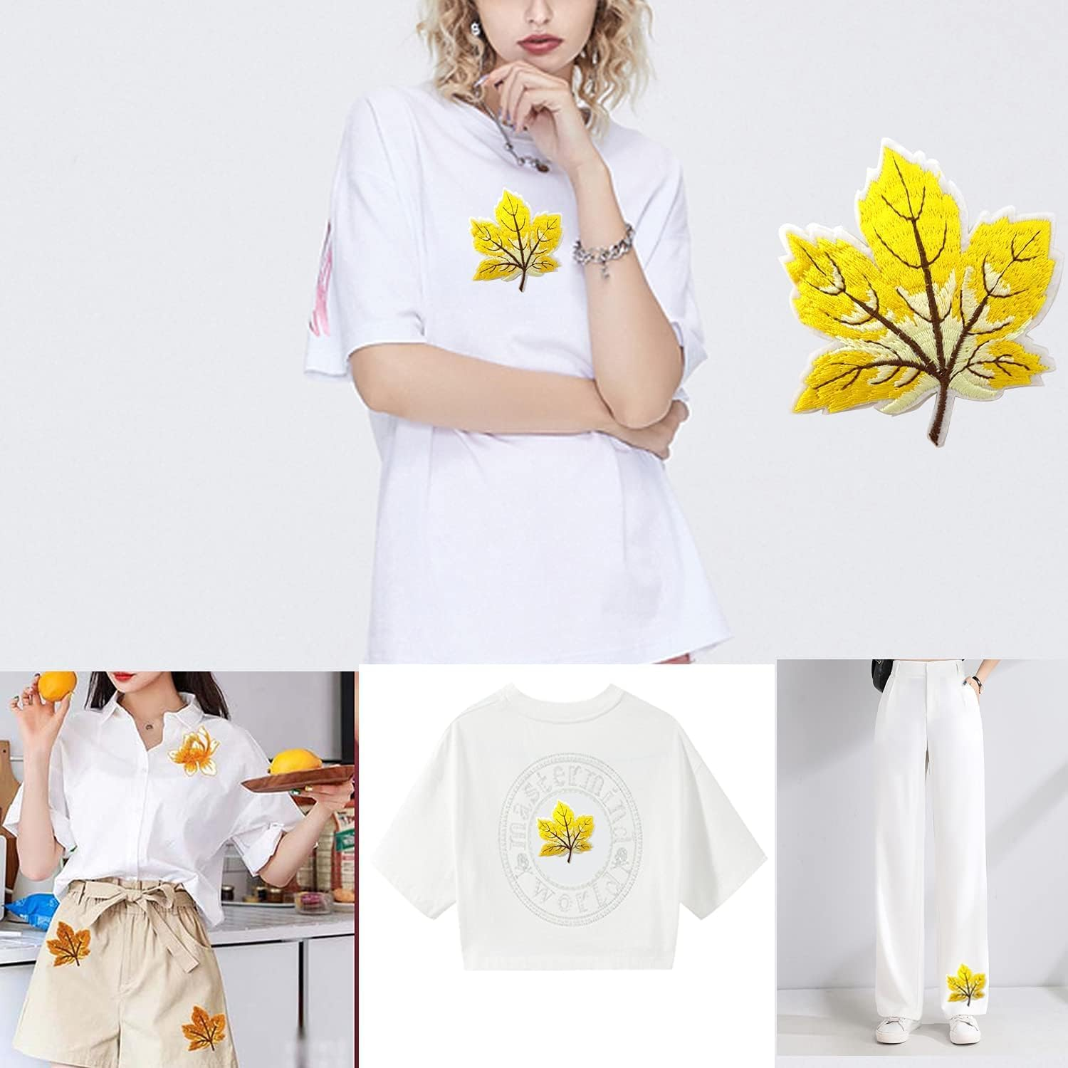 9PCS Colorful Maple Leaves Embroidery Patches Iron on Patches Sew on Applique Patch Autumn Fall Leaf Appliques for Clothes Jackets Jeans Dress Hat Arts Crafts image number 5