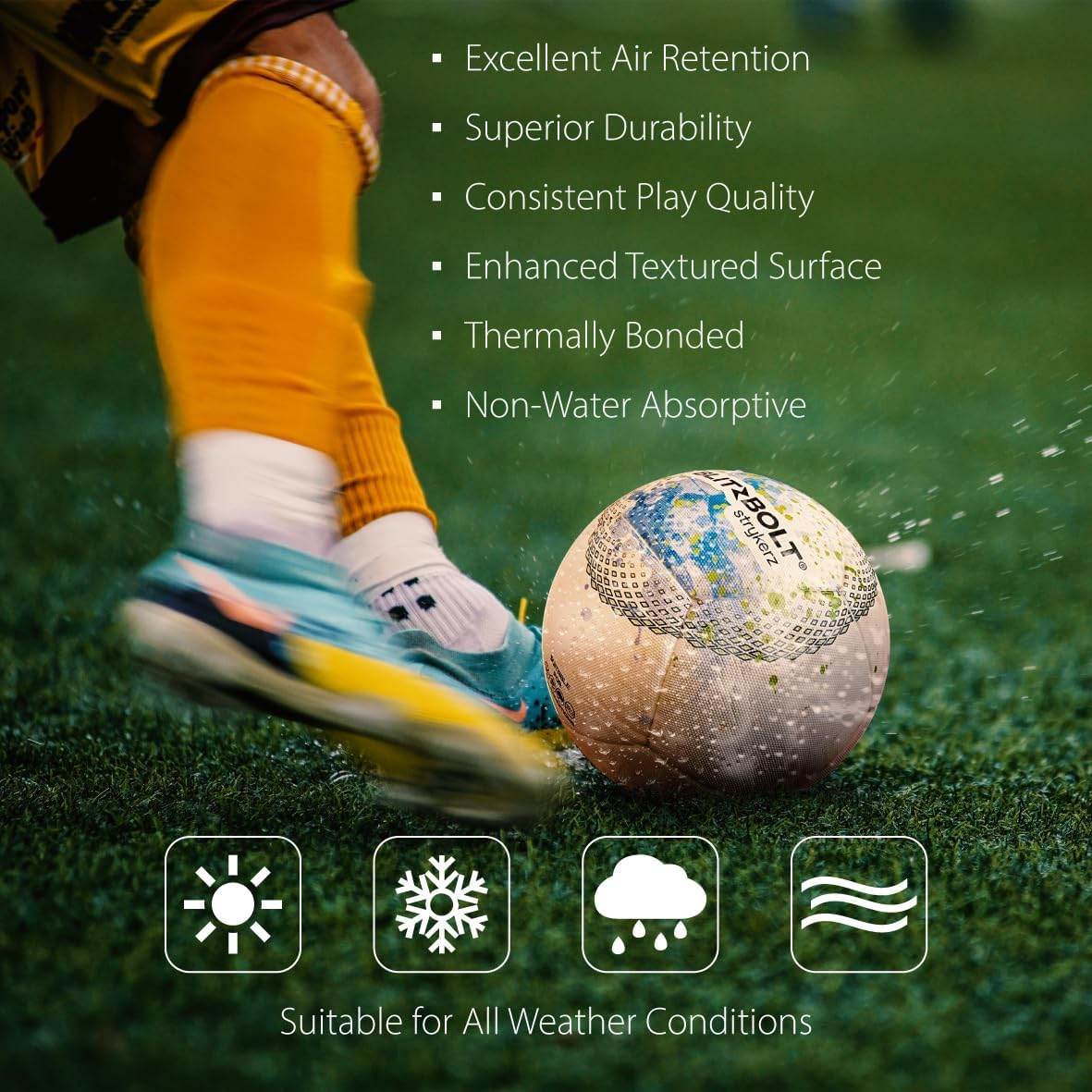 Soccer Ball, Professional-Grade, Vibrant Colors, Thermally Bonded Panels for Seamless Durability and Weather-Resistant &ndash; Perfect for Practice and Play, in the Field, Backyard and Beach image number 5