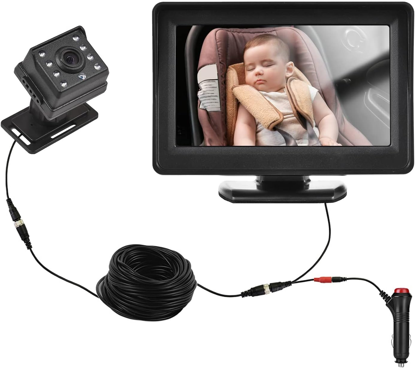 Nurdo Baby Car Monitor 1080P Camera for Rear Facing Seat - 4.3 Inch Mirror Display, 150&deg; Wide View, Easy Installation image number 2