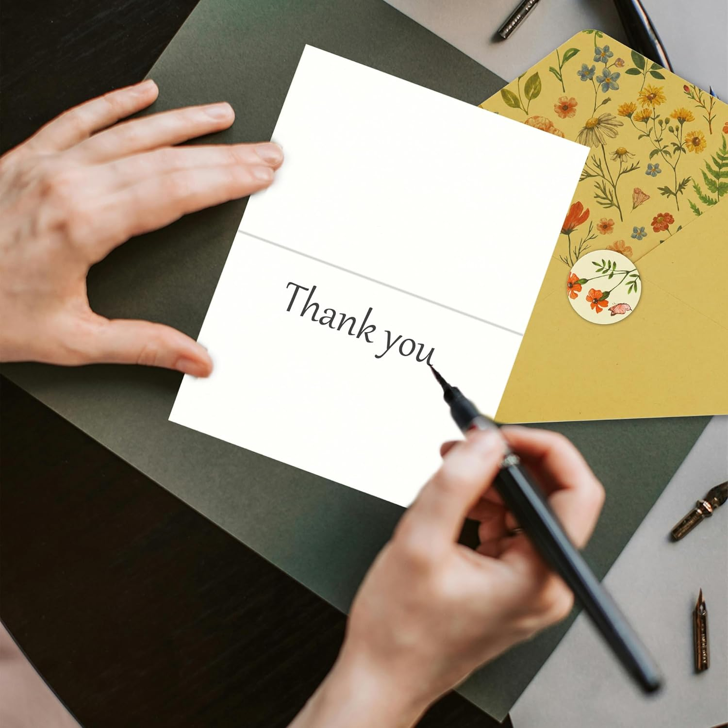 24 Pcs Floral Thank You Cards with Envelopes Bulk, YITOBA 4X6 Inch Butterfly Wildflower Thank You Cards with Seal Stickers for Small Business, Wedding, Graduation, Bridal Shower (Cartoon) image number 2