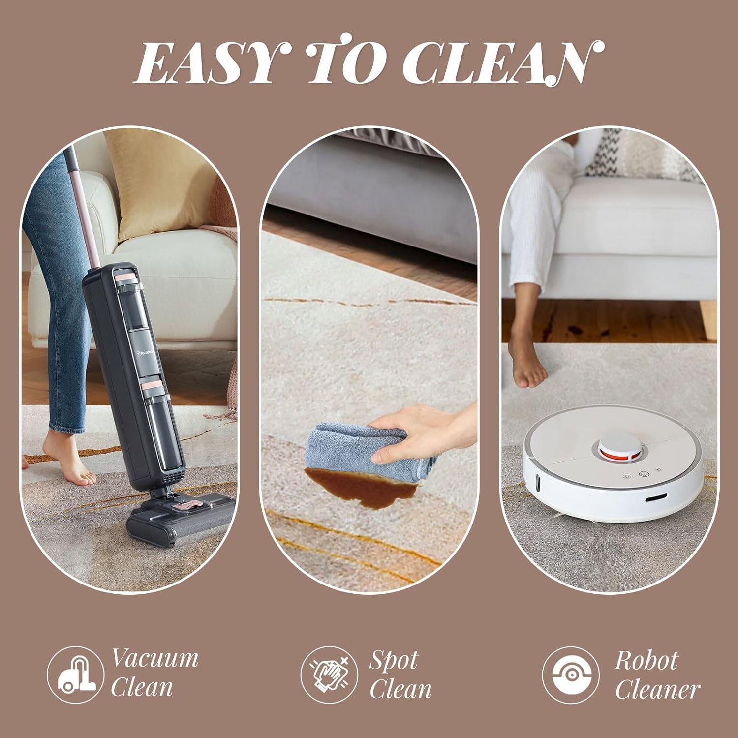 Cinknots Area Rugs Modern Living Room Rugs Anti-Skid Carpet Imitation Cashmere Rug for Bedroom Room Kitchen Home Decor Carpet Floor Mats (Brown/Gold) (160X200Cm) image number 3